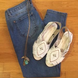 White Boho Woven Leather Sandal